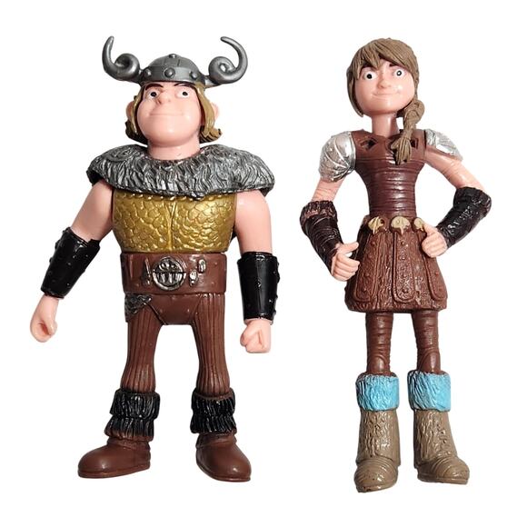 How To Train Your Dragon 5" Snotlout And 5" Astrid Action Figures Pre-owned - Picture 1 of 6